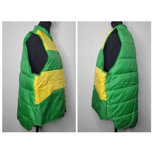 Vintage Unbranded Reversible Retro Striped Unisex Nylon Puffer Vest Pockets✨️L - Picture 4 of 16